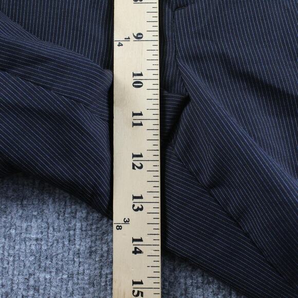 Carolina Herrera Suit Mens 41 Blue Pinstripe Wool Mohair 2 Piece Blazer Pants - Picture 13 of 16
